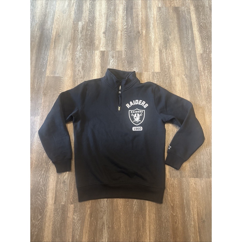 Las Vegas Raiders Men's Medium Starter Black Label 1/4 Zip Sweatshirt 1960